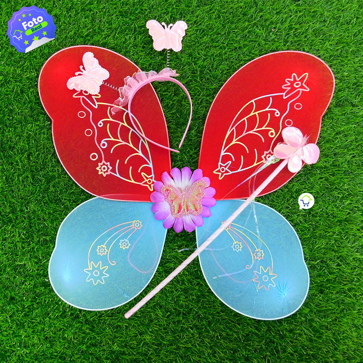 Disfraz De Mariposa Hada Alas Diadema Varita Halloween OF491