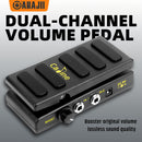 Pedal de volumen dual de AHAJII - Controles de aumento y reducción, señal analógica, pedal de efecto de guitarra negro para amplificadores de guitarra, DC 9-36V, no necesita batería, pedal de guitarra