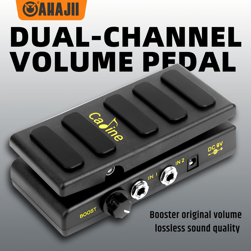 Pedal de volumen dual de AHAJII - Controles de aumento y reducción, señal analógica, pedal de efecto de guitarra negro para amplificadores de guitarra, DC 9-36V, no necesita batería, pedal de guitarra