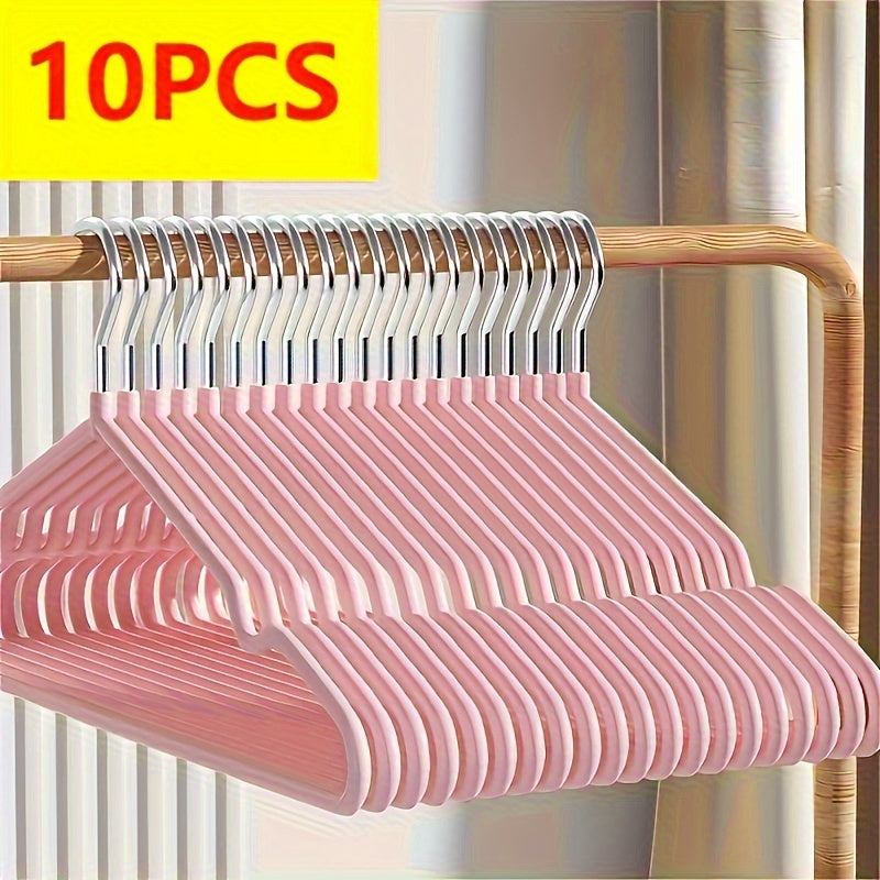 10pcs Perchas Metálicas de Alta Resistencia Estándar, Pintadas con Aerosol con Muescas para los Hombros, Organizador Antideslizante Multiusos para Armarios y Guardarropas