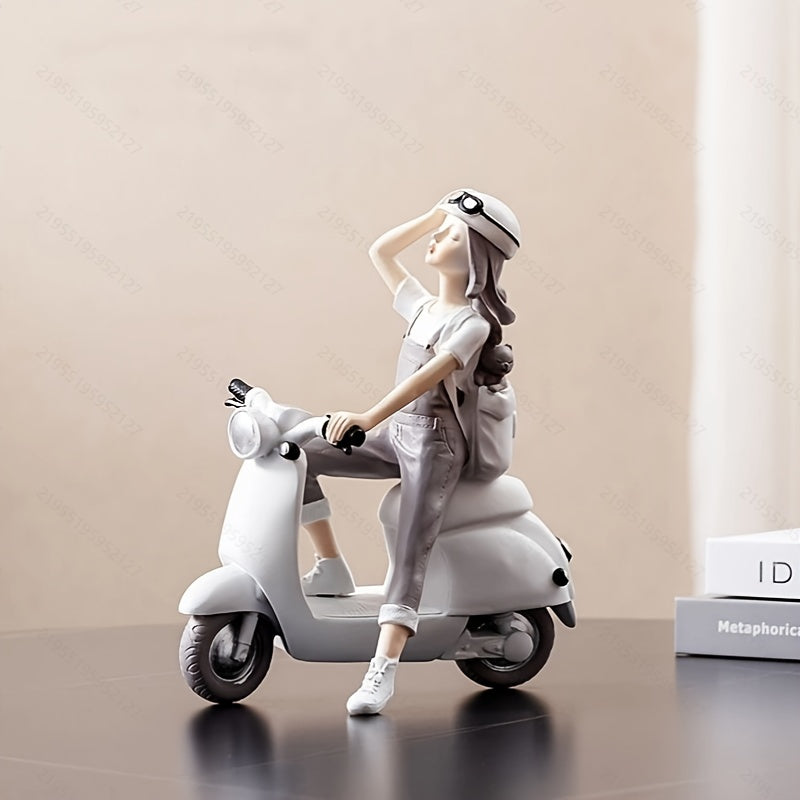 1pieza Chica de Motocicleta, Material de Resina, Adecuado para Decoración de Escritorio, El Regalo Ideal para Navidad, Acción de Gracias y Día de San Valentín, No Necesita Conexión a la Electricidad
