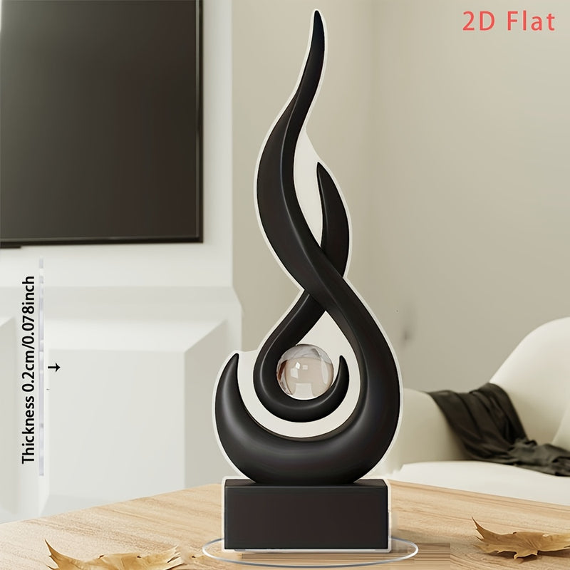 Adorno Decorativo de Llama Negra Elegante en Estilo Europeo, Material Acrílico, Piedra Mágica Iluminadora para Espacios Domésticos y Comerciales, Perfecta para Oficina, Sala de Estar y Bar | Regalo Ideal para Inauguración de Casa