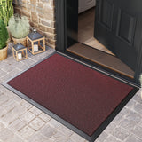 Alfombra durable de poliéster, rectangular, negra, antideslizante para la entrada del hogar, fácil de limpiar, fabricada a máquina