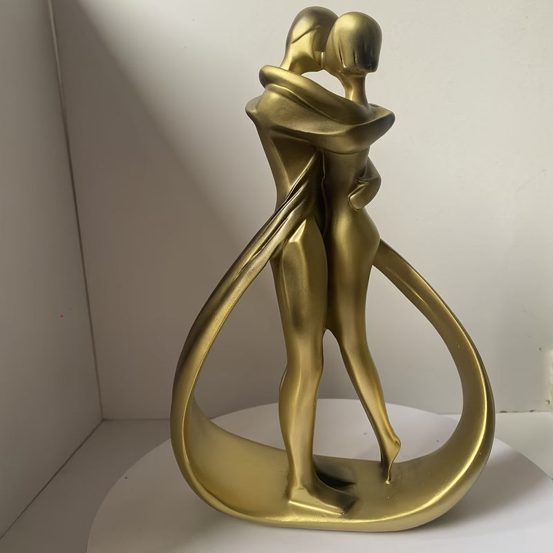 Escultura Elegante de Resina para Parejas Románticas - Decoración con Tema Clásico del Amor para Hogar, Oficina y Eventos en Hoteles - Acabado Dorado Disponible, Decoración para Bodas