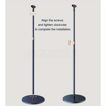 Soporte de micrófono profesional con soporte para teléfono - Soporte de piso de hierro negro para transmisión en vivo, base redonda, poste ajustable, soporte para micrófono de condensador, equipo de transmisión en vivo | Soporte elegante negro | Construc