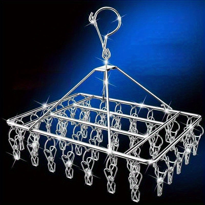 20 Piezas de Ganchos Giratorios para Ropa con Bloqueo Antiviento - Clips Desmontables Resistentes, Diseño Ahorrador de Espacio, Acabado Metálico Elegante, Colgadores Duraderos para Uso en Interiores/Exteriores, Secado de Prendas, Perchas para Ropa