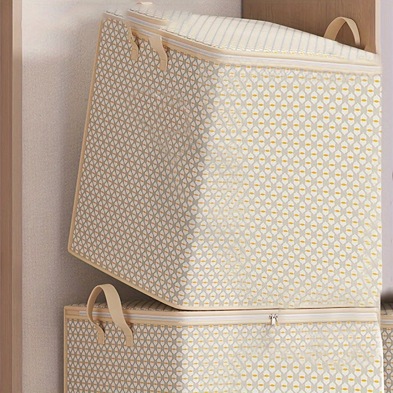 Caja de almacenamiento de gran capacidad extra grande - Organizador multifuncional de ropa de cama, ropa y lencería - Diseño portátil ligero con cierre de cremallera | Cubre edredones y sábanas | Estructura de tejido, ideal para uso en dormitorio y dormi