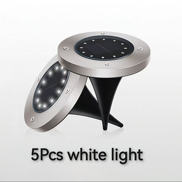 Luces de tierra de 12 LED de acero inoxidable con energía solar - Iluminación de escaleras y senderos de jardín al aire libre, decoración de paisaje eficiente en energía con macetas de flores vibrantes, luces solares al aire libre, iluminación de escaler