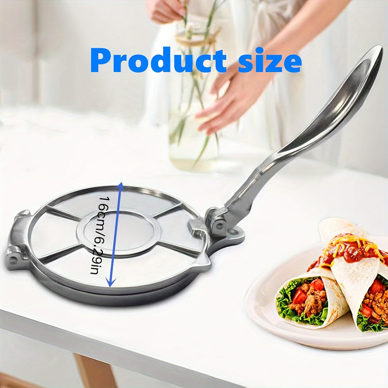 Prensa de Panqueques de Aleación de Aluminio Resistente, Panel de Mano de Obra Fina de 16cm, Presión Uniforme, Fácil de Limpiar - Ideal para Panqueques Caseros, Tortillas y Más