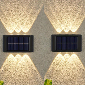 2 luces solares para pared con 6 LED, lámpara decorativa para jardín, exterior y paisajismo