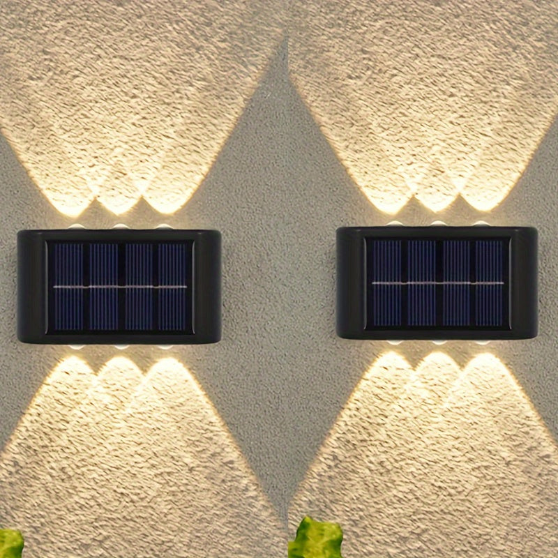 2 luces solares para pared con 6 LED, lámpara decorativa para jardín, exterior y paisajismo