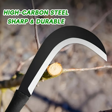 Cuchilla de hierro de acero de alta calidad para jardinería, poda y cortar leña - Cuchillo de hierro de acero de manganeso duradero con estructura, tratamiento de agua y fuego, ideal para acampar al aire libre, cortar césped y cosechar cultivos, herramie