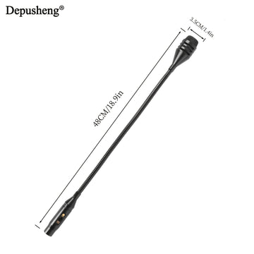 Microfono Dinámico Profesional con Cable XLR de 16 Pulgadas DEPUSHENG - Metal Negro, Rotación de 360° y Ángulo Ajustable, Reducción de Ruido, Flexible para Mezcladores de Audio, Canto, Podcasting y Transmisión en Vivo