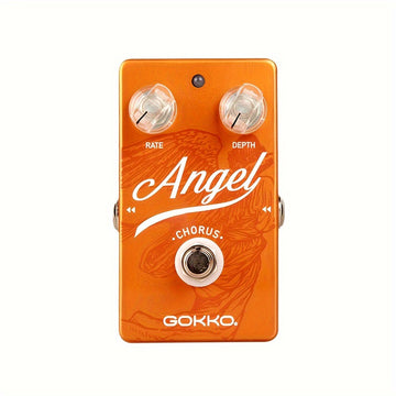 Pedal de Guitarra GOKKO ANGEL CHORUS GK-23 - Efectos de Coro Analógicos Clásicos con Control de 2 Perillas (Velocidad y Profundidad), Acabado Vibrante Naranja-Rojo, Cuerpo de Aluminio Ligero - Perfecto para Tonos Limpios a Alta Ganancia, Configuraciones