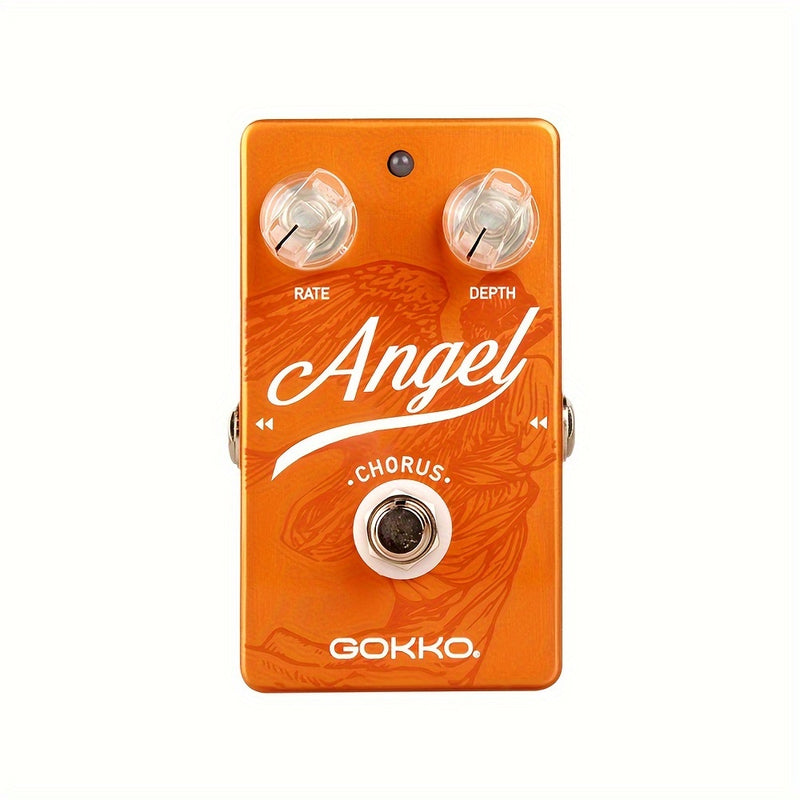 Pedal de Guitarra GOKKO ANGEL CHORUS GK-23 - Efectos de Coro Analógicos Clásicos con Control de 2 Perillas (Velocidad y Profundidad), Acabado Vibrante Naranja-Rojo, Cuerpo de Aluminio Ligero - Perfecto para Tonos Limpios a Alta Ganancia, Configuraciones