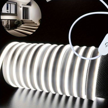 1 pieza de tira de luz neón blanca de 1-5m (3.28-16.4 pies) con voltaje seguro de 5V, conexión USB táctil, se puede cortar y doblar, adecuada para decoración interior, paisajes exteriores, ambiente festivo, escenas de bricolaje