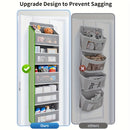 Organizador de almacenamiento colgante sobre la puerta con 4 bolsillos grandes - Unidad de estantería de tela elegante para dormitorio, baño, despensa y organización del hogar, almacenamiento de puerta, estanterías colgantes