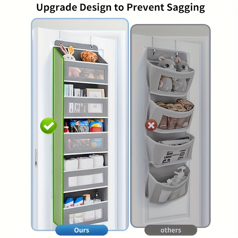 Organizador de almacenamiento colgante sobre la puerta con 4 bolsillos grandes - Unidad de estantería de tela elegante para dormitorio, baño, despensa y organización del hogar, almacenamiento de puerta, estanterías colgantes