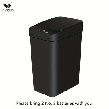 VIVIDAY 10L Bote de Basura Inteligente con Tapa - Negro, con Batería, Operación sin Contacto para Hogar, Oficina, Cocina y Dormitorio - Ideal para Baño Moderno y Decoración para el Hogar, Accesorio de Baño Moderno | Bote de Basura Elegante | Operación si
