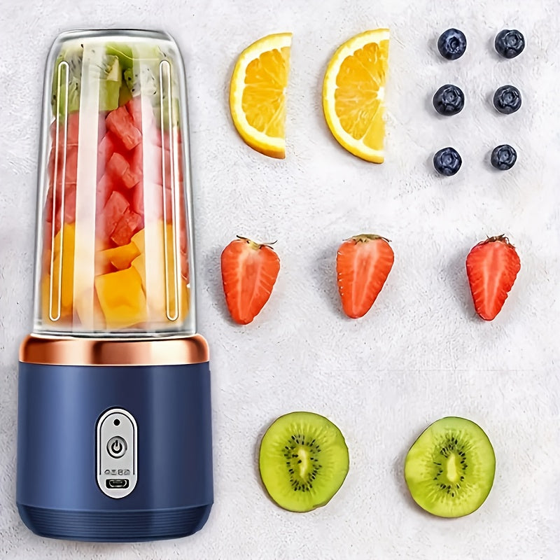 Mini mezclador de jugo portátil inalámbrico recargable con 6 cuchillas y tazas dobles, adecuado para batidos, verduras y frutas, control de botones, batería recargable, material ABS de grado alimenticio, adecuado para el hogar, al aire libre y viajes, re