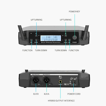 1pc XGeS GXD4 Sistema de micrófono inalámbrico portátil UHF, 200 canales, sonido claro, larga vida de batería, alimentación USB, control de volumen, conector XLR, para actuaciones en vivo, grabaciones de bandas, reuniones de estudio, karaoke, transmisión