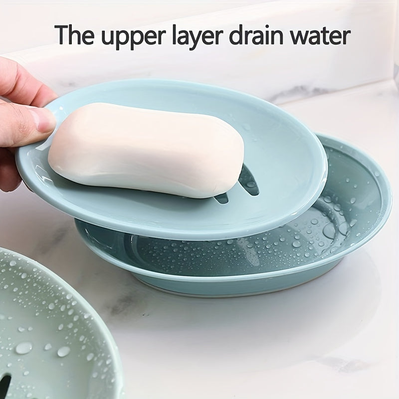 1 Protector De Jabón De Doble Capa, Novedoso, Portátil, Antideslizante, Ovalado, Para Almacenamiento De Jabón, Contenedor, Soporte Para Caja De Jabón De Ducha De Cocina, Accesorios De Baño