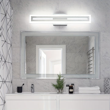 [Luces LED 24In/60cm de Níquel] Luces de Baño LED de 24In/60cm en Níquel Cepillado - Luces de Tocador Sobre Espejo Luz de Pared - 6000K