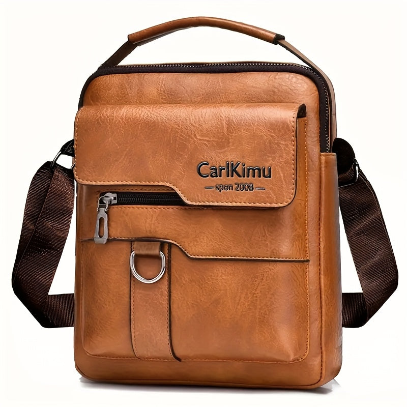 Bolsa cuadrada neutra para hombre, bolso de hombro unisex, bolso casual de negocios vertical vintage para hombre.