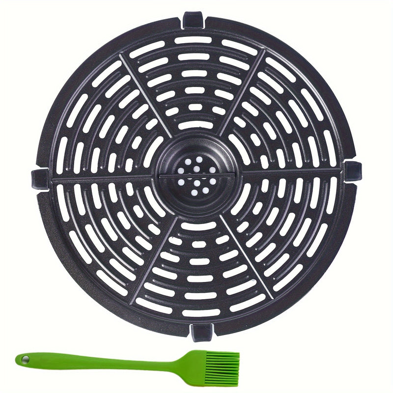 Sartén de repuesto para freidora de aire, apta para freidoras de aire de 3,7 QT, sartén antiadherente de 5 QT con parachoques de goma y cepillo de silicona