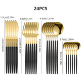 24 piezas Juego de cubiertos de acero inoxidable, juego de cubiertos aptos para lavavajillas con cuchillos, tenedores, cucharas, cucharaditas para el hogar, cocina, restaurante, fiesta, boda - Ideal para Navidad, Halloween, Pascua, Hanukkah, Acción de Gr