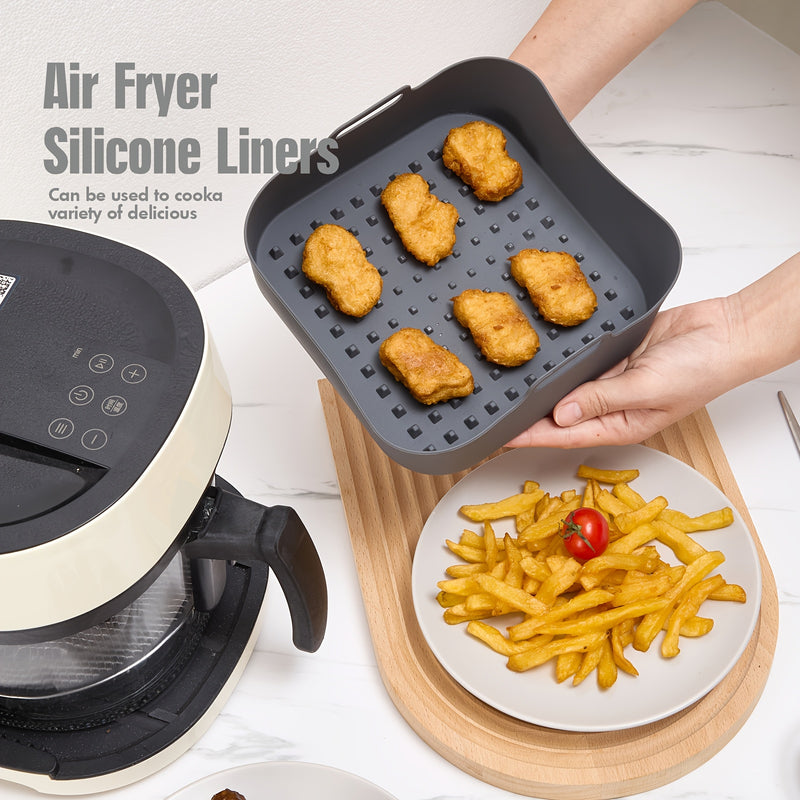 Alfombrilla de Silicona Reutilizable para Freidora de Aire Cuadrada - Forro para Cocinar Saludable, Perfecto para Aperitivos y Postres, Accesorio de Cocina Fácil de Limpiar