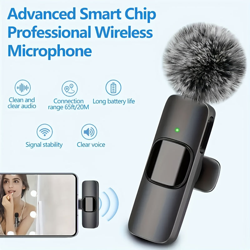 Juego de micrófono con clip 1/2, alta calidad de sonido, tecnología inteligente de reducción de ruido, ideal para grabaciones en interiores, videoconferencias, clases online y charlas públicas