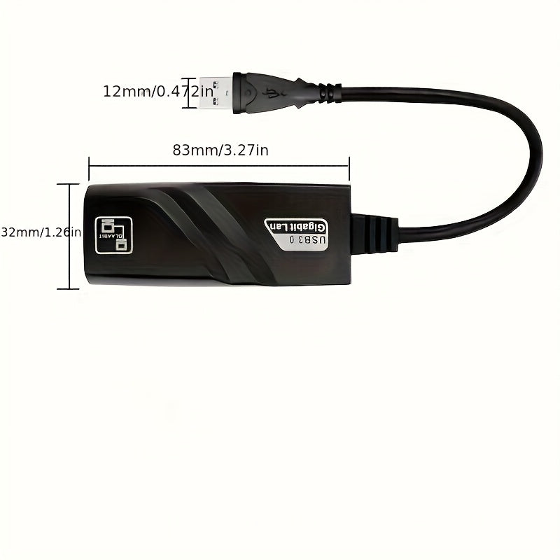 Adaptador Ethernet USB 3.0 Gigabit (1000Mbps) - Plug & Play, Alimentación Rápida por USB, Compatible con Windows 10/8.1/8/7/Vista/Mac OS, Surface, Switch, Laptop, PC - Sin Necesidad de Fuente Externa, Puerto RJ45, Adaptador Ethernet a USB, Esencial para