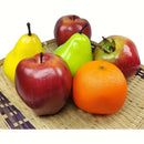 6 piezas de frutas artificiales sólidas - Falsa pera amarilla, naranja, granada, manzana roja Fuji - Decoración del hogar para fiestas de Navidad, adornos navideños, todas las estaciones adecuadas