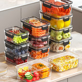 Juego de 4 contenedores herméticos transparentes de 460 ml, material PET, a prueba de fugas, ideales para frutas, pasteles, pan, carne, granos y más, perfectos para organizar la cocina, el refrigerador o el gabinete