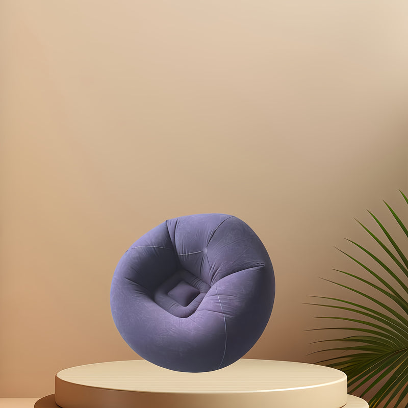 1 pieza de silla inflable versátil, sofá perezoso portátil de PVC para hogar y camping al aire libre - Ligero, no requiere ensamblaje, grisáceo-azul, muebles de camping | Silla de ocio moderna | Silla inflable duradera