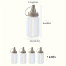 Juego de 4 Botellas Mini para Condimentos con Tapas - Tarros de Especias Portátiles para Cocina, Camping, Picnics, Escuela y Oficina - Plástico Libre de PVC, Forma Ovalada, Almacenamiento de Condimentos