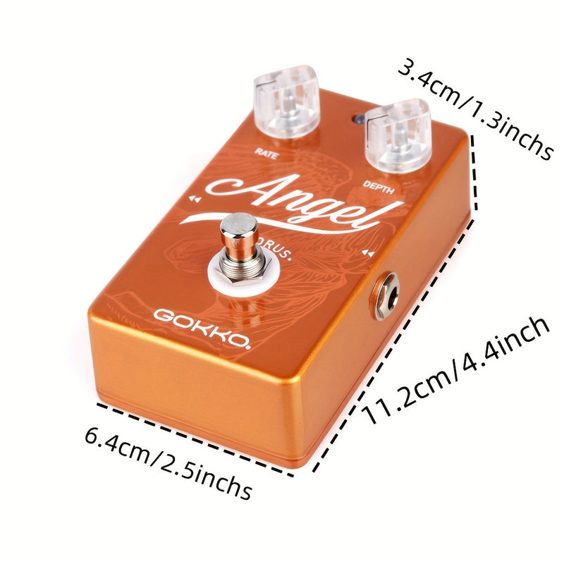 Pedal de Guitarra GOKKO ANGEL CHORUS GK-23 - Efectos de Coro Analógicos Clásicos con Control de 2 Perillas (Velocidad y Profundidad), Acabado Vibrante Naranja-Rojo, Cuerpo de Aluminio Ligero - Perfecto para Tonos Limpios a Alta Ganancia, Configuraciones