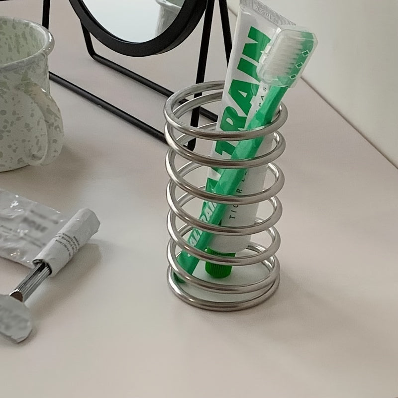 Soporte para Cepillos de Dientes de Acero Inoxidable Elegante - Impermeable, Diseño Fácil de Limpiar con Almacenamiento Multifuncional para Bolígrafos para Decoración de Baño | Regalo Perfecto para Navidad/Halloween, Diseño Geométrico