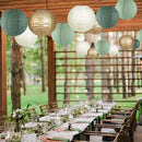 Conjunto de 15 faroles de papel verde salvia - Decoraciones colgantes de varios tamaños para bodas, despedidas de soltera, cumpleaños, fiestas - Decoración navideña, de Acción de Gracias, de San Valentín - No se necesita electricidad
