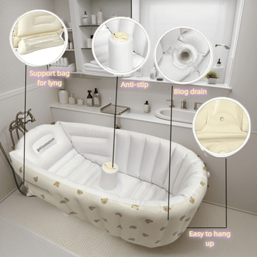 Bañera Inflable para Bebés con Diseño de Pato - Asiento Portátil de PVC Duradero y Antideslizante para Hogar y Viajes, Silla de Baño Segura en Blanco para Infantes y Niños Pequeños