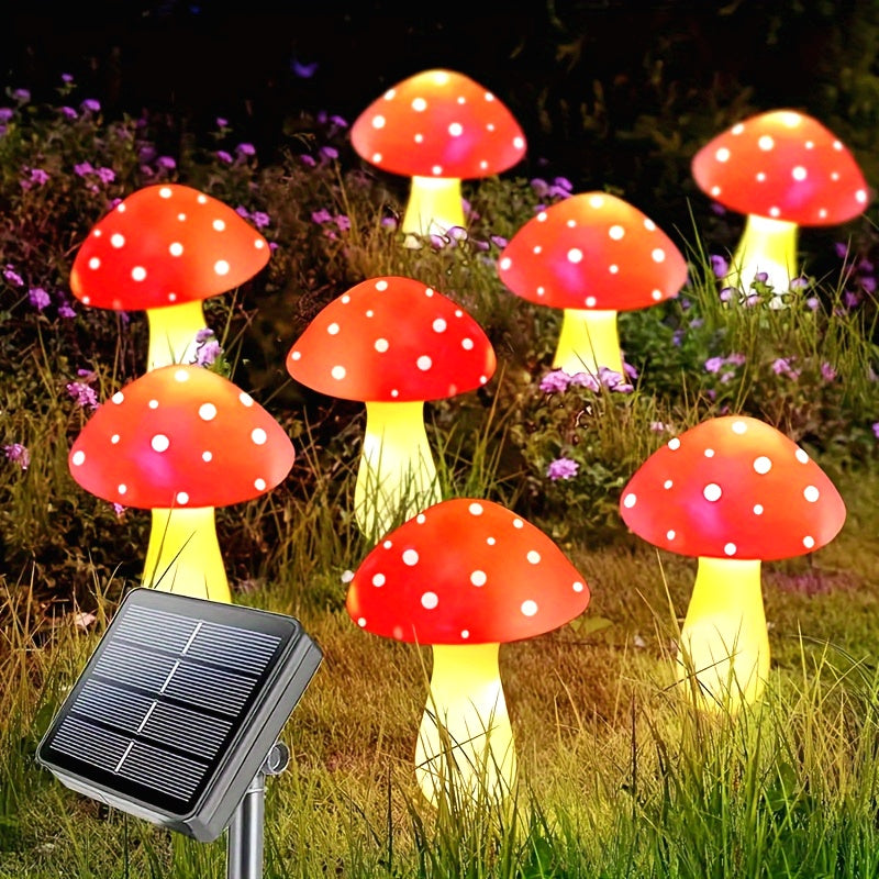 8 o 12 piezas de luces solares para jardín en forma de hongo - Luces LED solares para caminos con encendido/apagado automático, decoración de jardín en plástico resistente para patio, jardín o pasillos - Diseño divertido de hongos resistente a la intempe