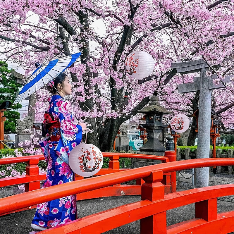 Kit de Decoraciones para Fiestas Japonesas y Chinas de 16 Piezas - 6 Linternas Japonesas y 10 Linternas Chinas Rojas para Año Nuevo, Festival de Primavera, Boda, Fiesta, Ocasión de Boda, Ocasión de Despedida de Soltera, Ocasión Universal