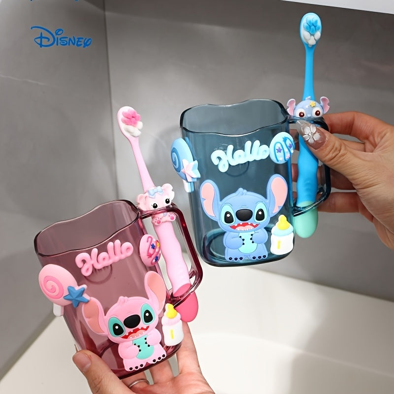 1 cepillo de dientes Disney de Minnie y sus amigos con vaso, diseño lindo y sencillo, resistente a caídas, ideal para viajes, fiestas, vacaciones y cumpleaños