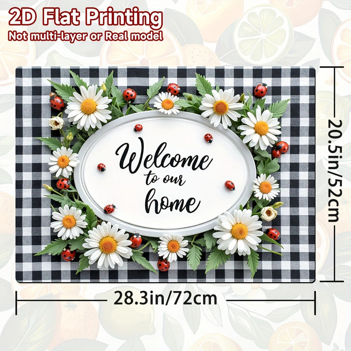 1pc Protector de Encimera para Estufa - Tapete Resistente al Calor con Diseño Floral (Margaritas, Bayas Rojas), Protector Antirrayaduras para Cocinas de Gas/Eléctricas y Hornos - Compatible con Diseños "Welcome Home" - Ideal para Hogar, Oficina o Hotel -
