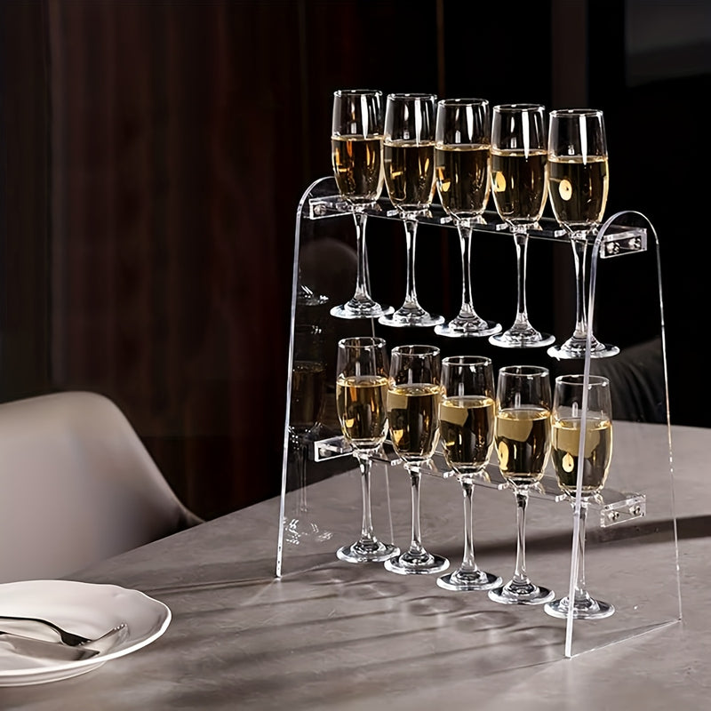 1pc Soporte para Copas de Vino Transparente y Resistente - Organizador Vertical Ahorrador de Espacio, Compatible con Champán, Martini, Highball, Copa Flauta, Vino Tinto - Ideal para Bar en Casa, Restaurante o Fiestas - Diseño Duradero y Fácil de Limpiar