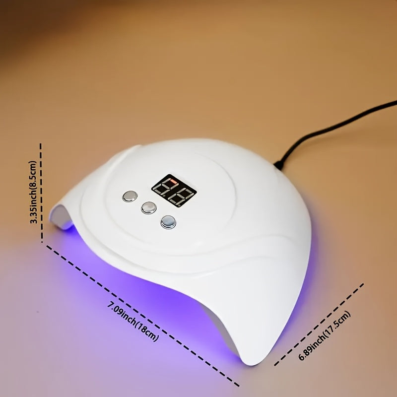 Secador de Uñas LED de Alta Potencia 24 Luces - Pistola Portátil USB con Sensor Automático y Pantalla LCD, Diseño Hipoalergénico Blanco para Salón o Hogar, Herramienta Compacta y Duradera para Manicura, Ideal para Gel, Plástico Hipoalergénico, Perfecto p