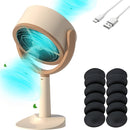 GVTCO Purificador de humo portátil con 12 piezas de filtro de carbón activado, ventilador de cocina de escritorio, ángulo ajustable de 125°, alimentación USB (requiere adaptador de 5V-2A), bajo ruido, ideal para uso en casa y cocina - Purificación de hum