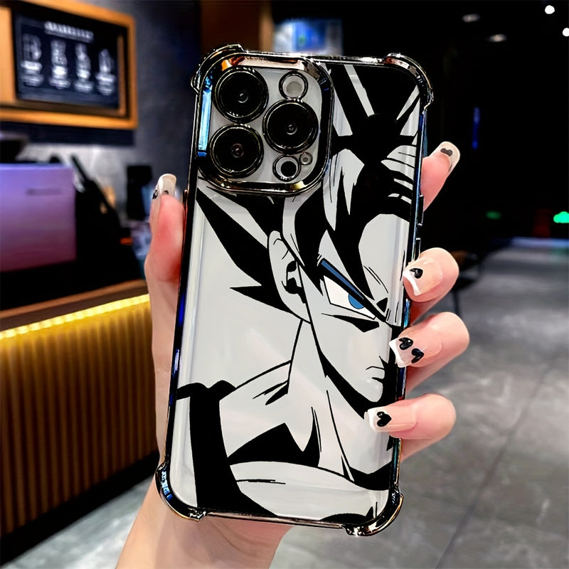 Funda para iPhone 16, 15, 14, 13, 12, 11 Pro Max, X, XR, XS Max, 8, 7 Plus con diseño de Super Saiyajin de anime, trasera transparente suave para protección contra caídas