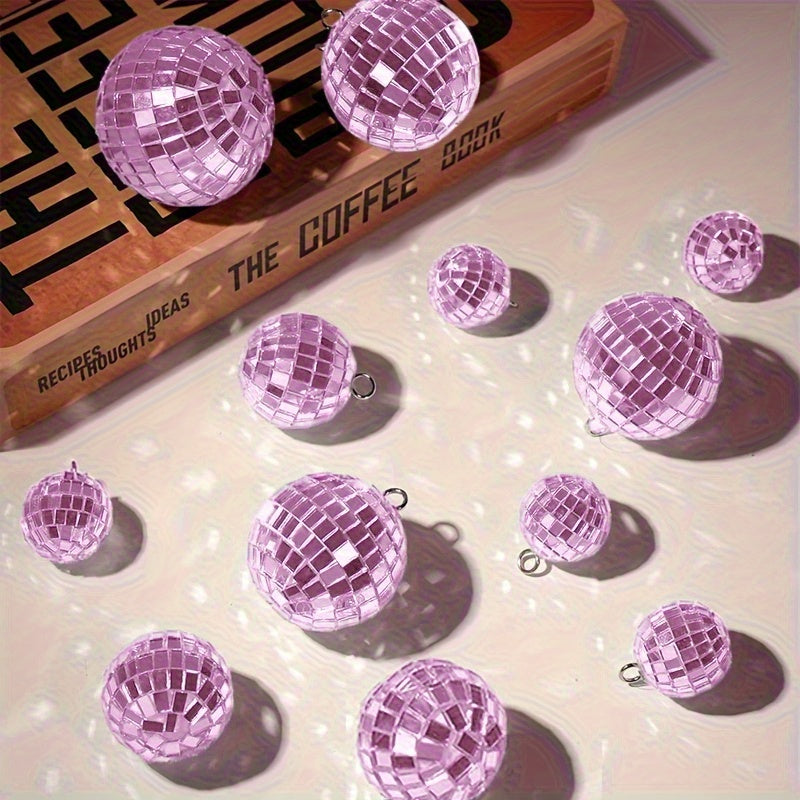 15 piezas de esferas de espejo de disco de vidrio rosa brillante, 8.0/5.99/3.99/3.0 pulgadas, decorativas y colgantes, adecuadas para el hogar, la habitación, Navidad y decoración de vacaciones.